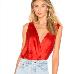 Lamarque red silk bodysuit! (***from REVOLVE)